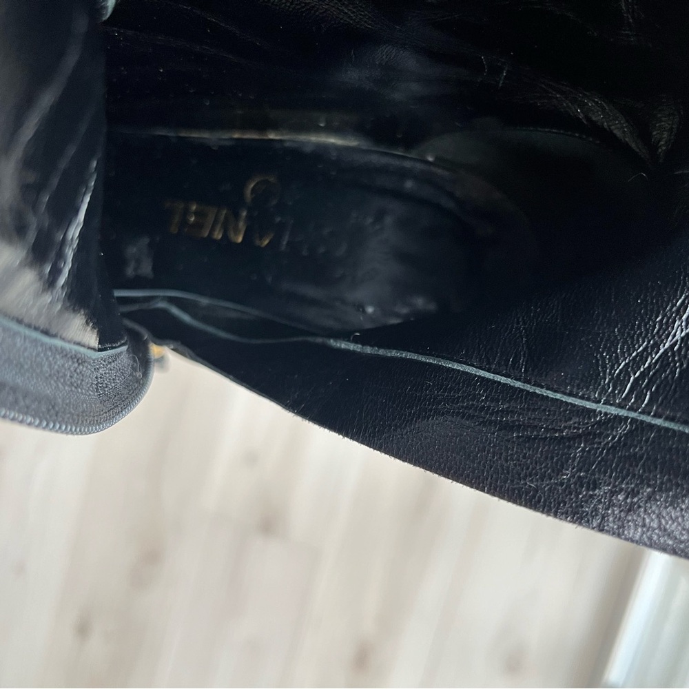 CHANEL Black Heeled Leather Boots size 7 - Picture 7 of 9
